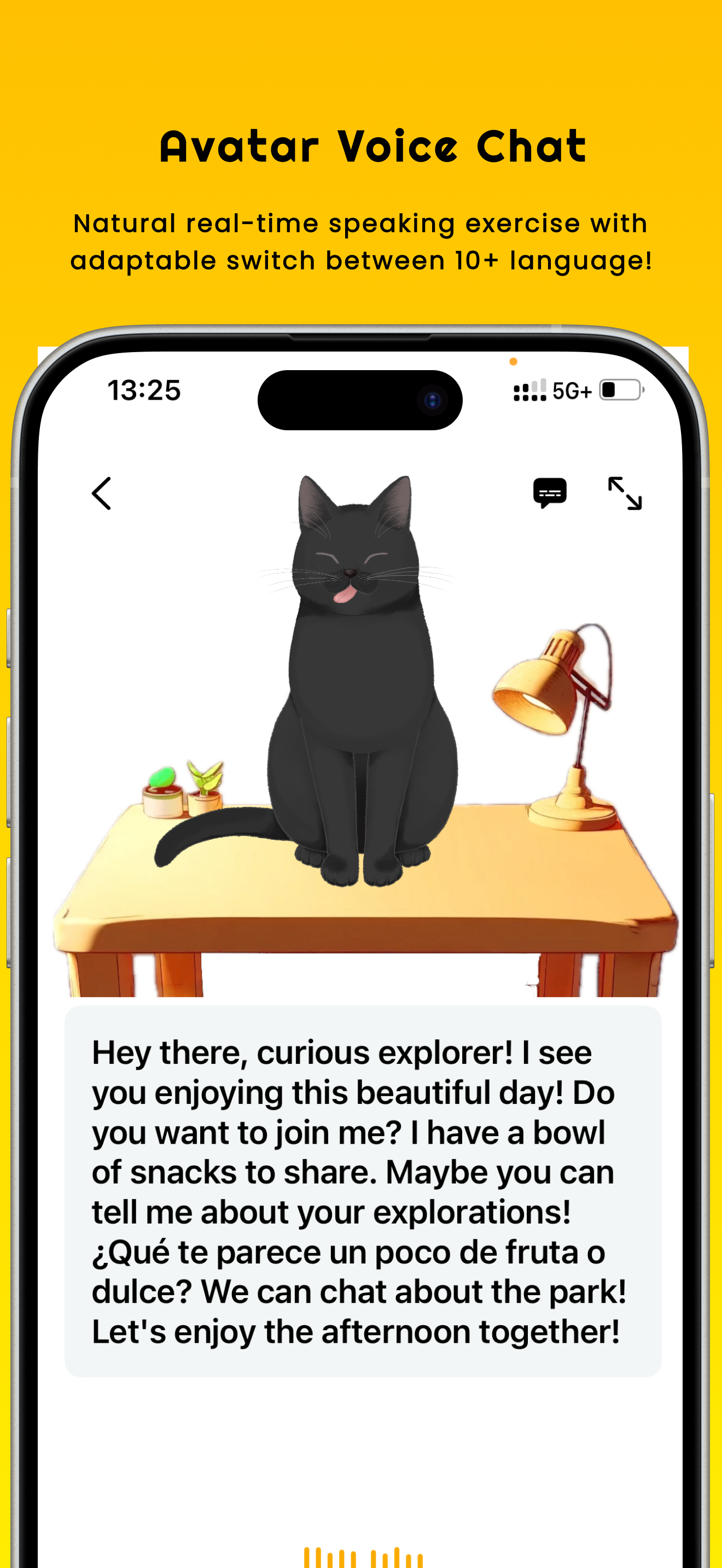 Speak with an animated language tutor.