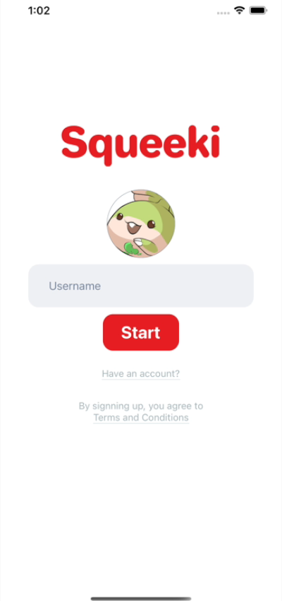 Squeeki community feed from the original app demo